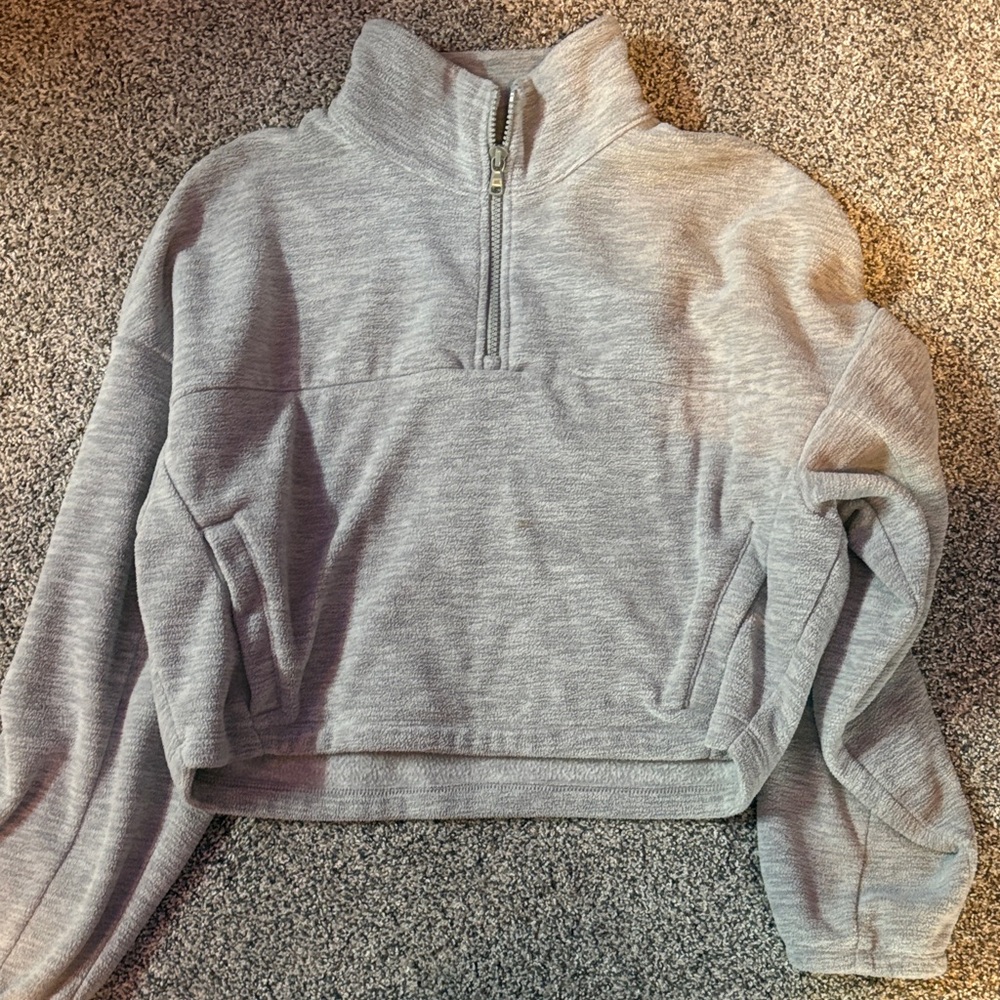 Hollister Light Gray Women's Quarter-Zip Sweater